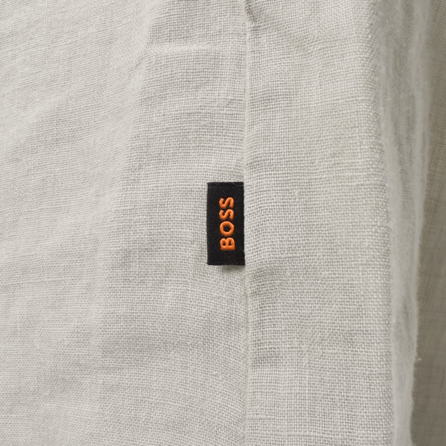 Image number 3 for BOSS Rash 2 Short Sleeved Linen Shirt Beige