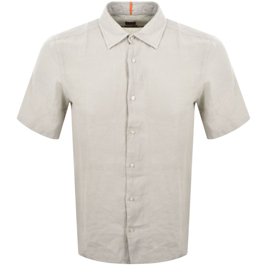 Image number 1 for BOSS Rash 2 Short Sleeved Linen Shirt Beige