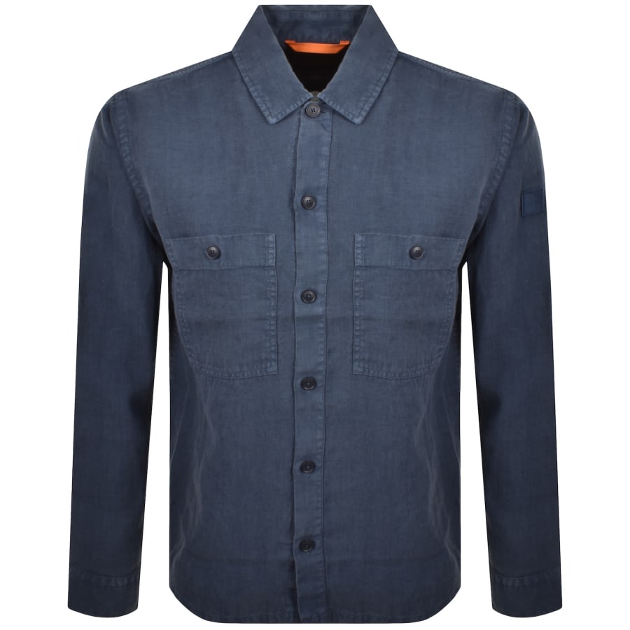 Image number 2 for BOSS Locky 2 Linen Overshirt Blue