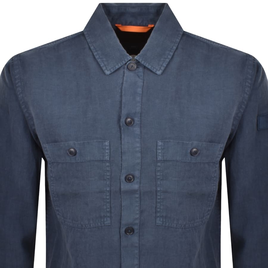 Image number 3 for BOSS Locky 2 Linen Overshirt Blue