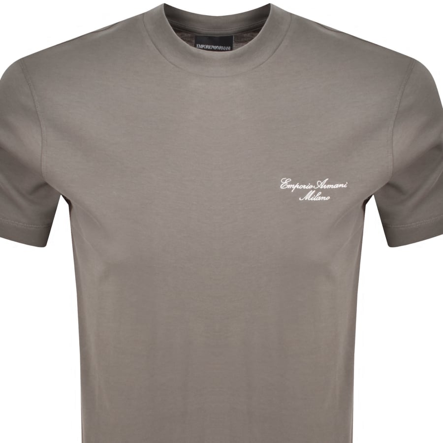 Image number 2 for Emporio Armani Embroidered Logo T Shirt Brown