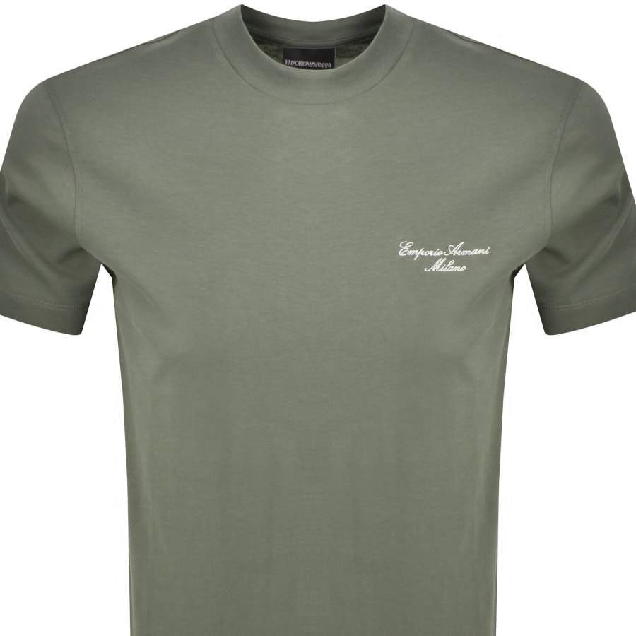 Image number 2 for Emporio Armani Embroidered Logo T Shirt Green