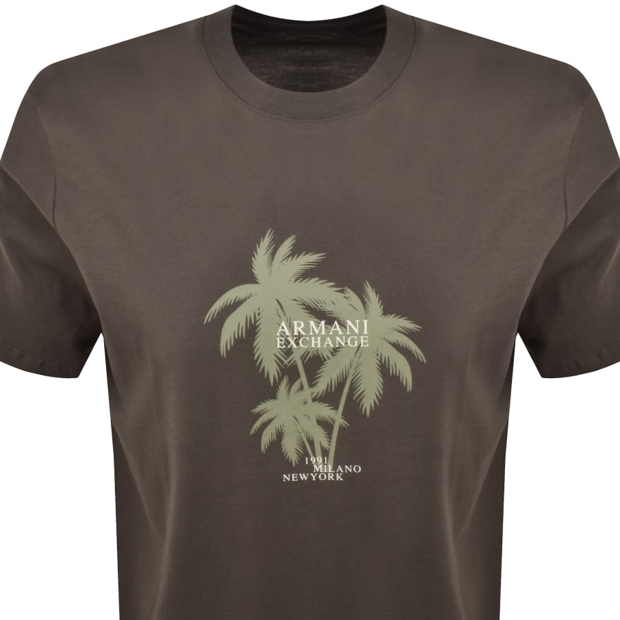 Image number 2 for Armani Exchange Tropical Logo T Shirt Green