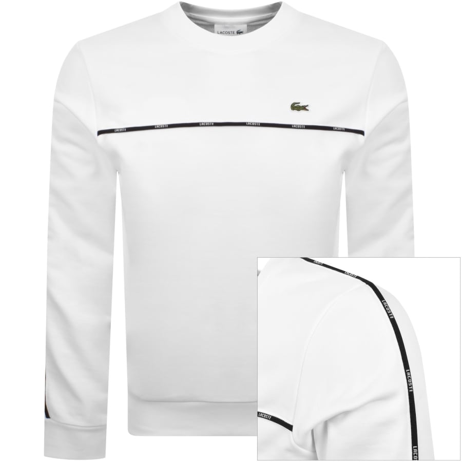 Image number 1 for Lacoste Logo Trim Sweatshirt White