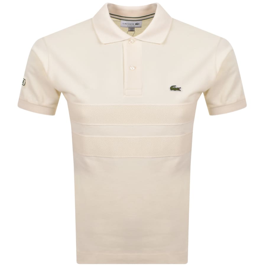 Image number 1 for Lacoste Mesh Band Polo T Shirt Cream