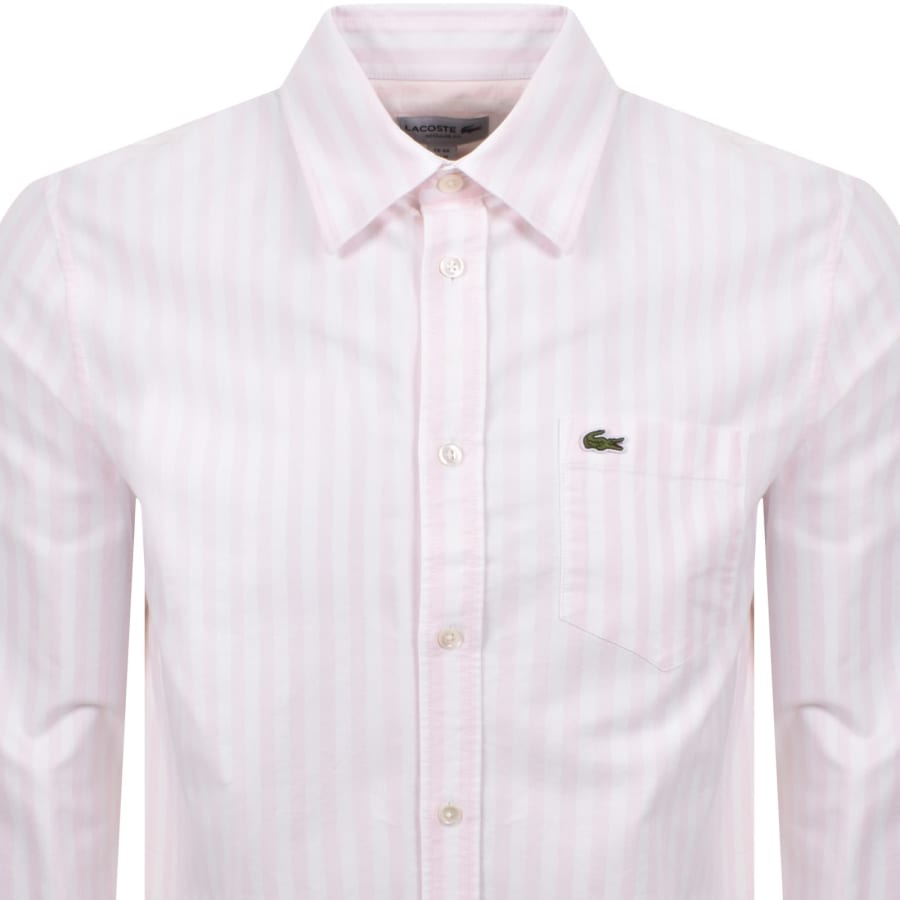 Image number 2 for Lacoste Long Sleeved Oxford Shirt Pink