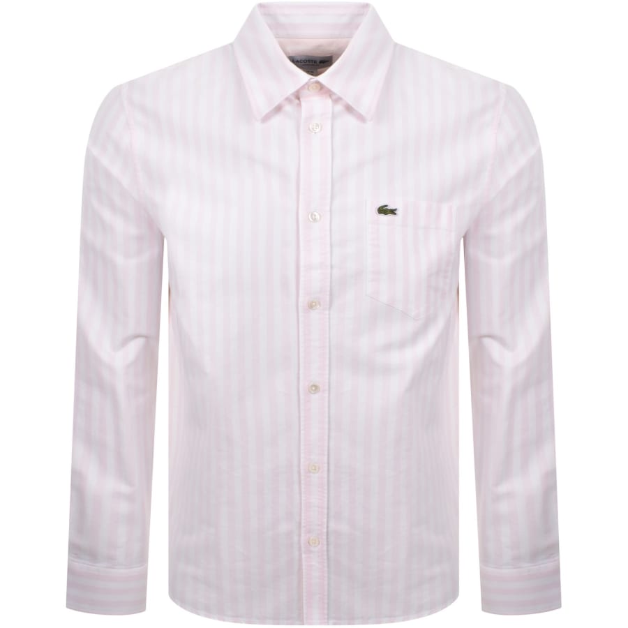 Image number 1 for Lacoste Long Sleeved Oxford Shirt Pink