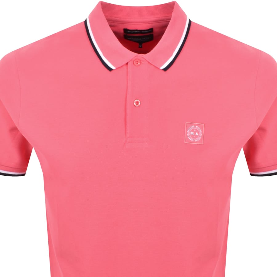 Image number 2 for Marshall Artist Tipped Polo T Shirt Salmon Pink
