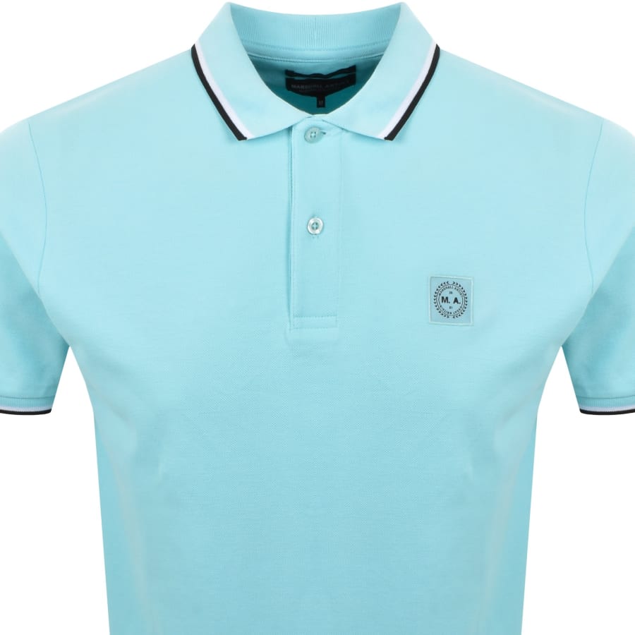 Image number 2 for Marshall Artist Tipped Polo T Shirt Aqua Blue