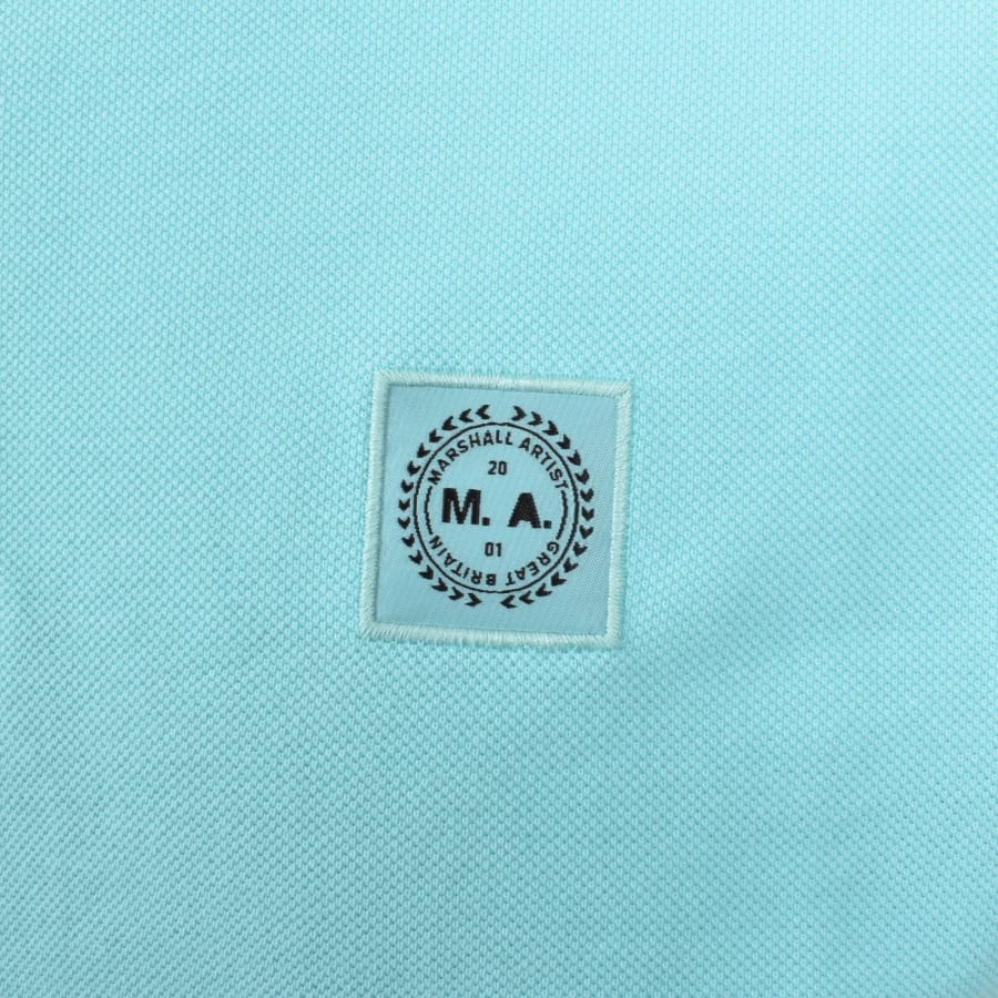 Image number 3 for Marshall Artist Tipped Polo T Shirt Aqua Blue