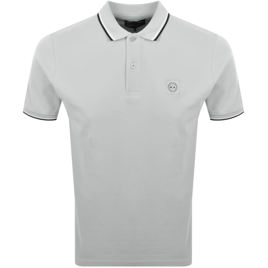 Image number 1 for Marshall Artist Tipped Polo T Shirt Dove Grey