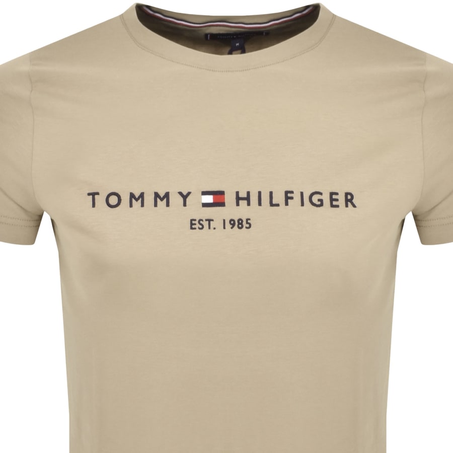 Image number 2 for Tommy Hilfiger Logo Slim Fit T Shirt Beige