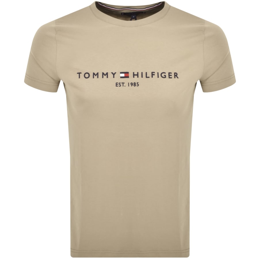 Image number 1 for Tommy Hilfiger Logo Slim Fit T Shirt Beige