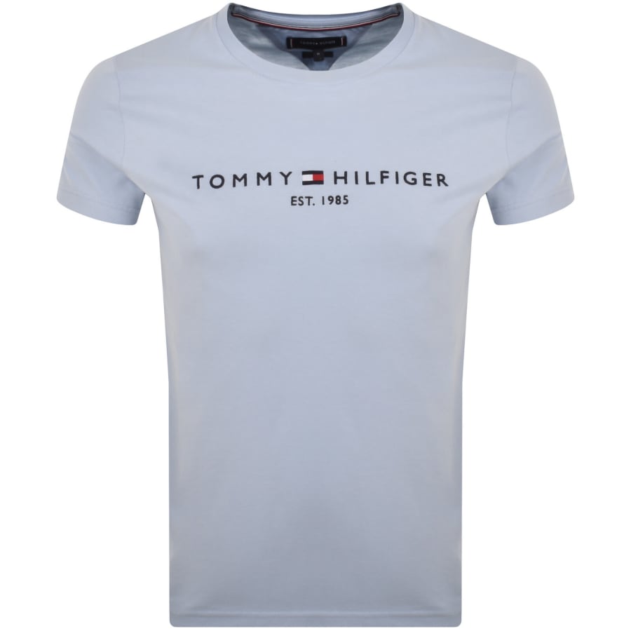 Image number 1 for Tommy Hilfiger Logo Slim Fit T Shirt Blue