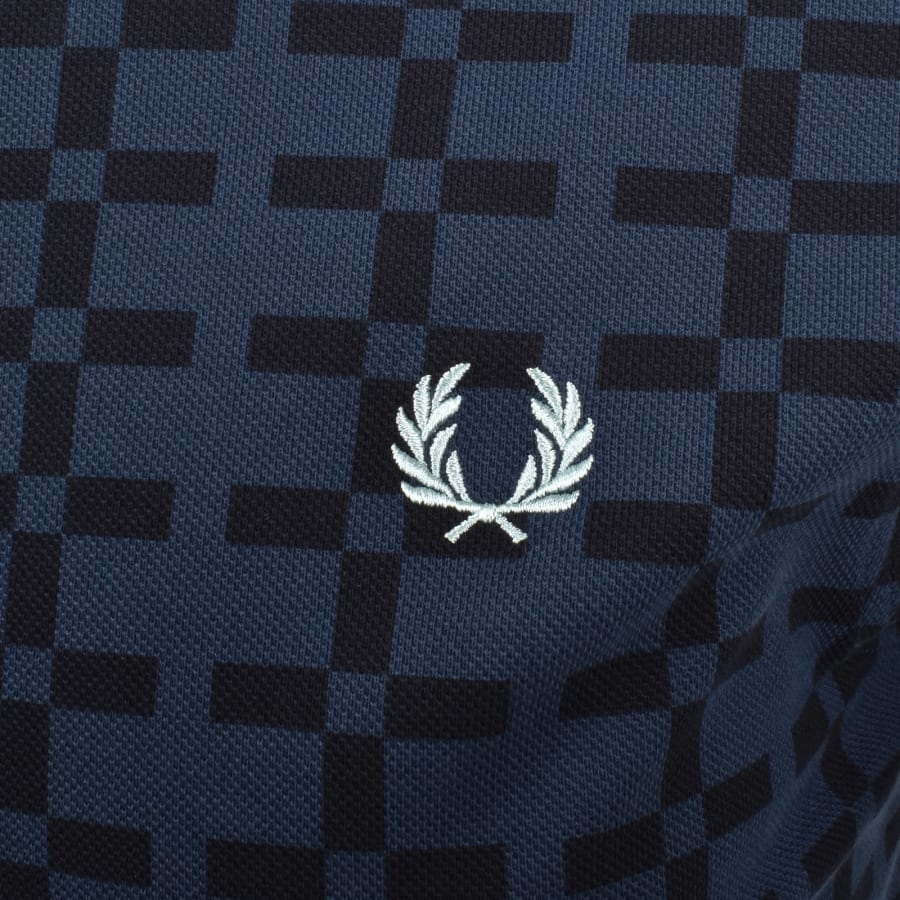 Image number 3 for Fred Perry Jacquard Print Polo Blue