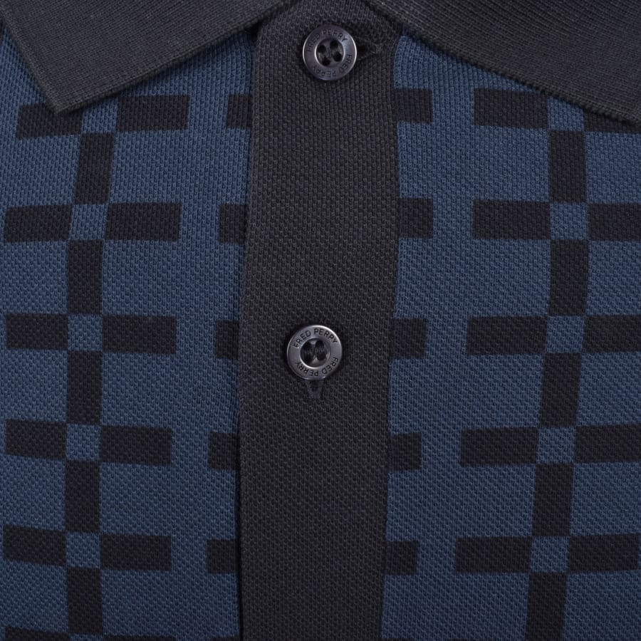 Image number 4 for Fred Perry Jacquard Print Polo Blue