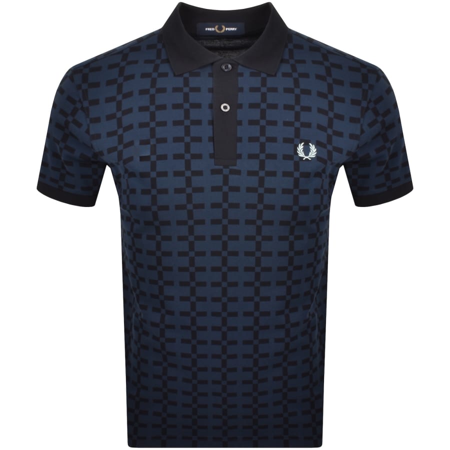 Image number 1 for Fred Perry Jacquard Print Polo Blue