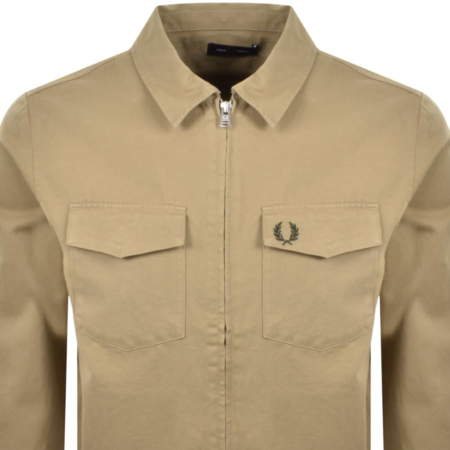 Image number 2 for Fred Perry Zip Overshirt Dark Beige