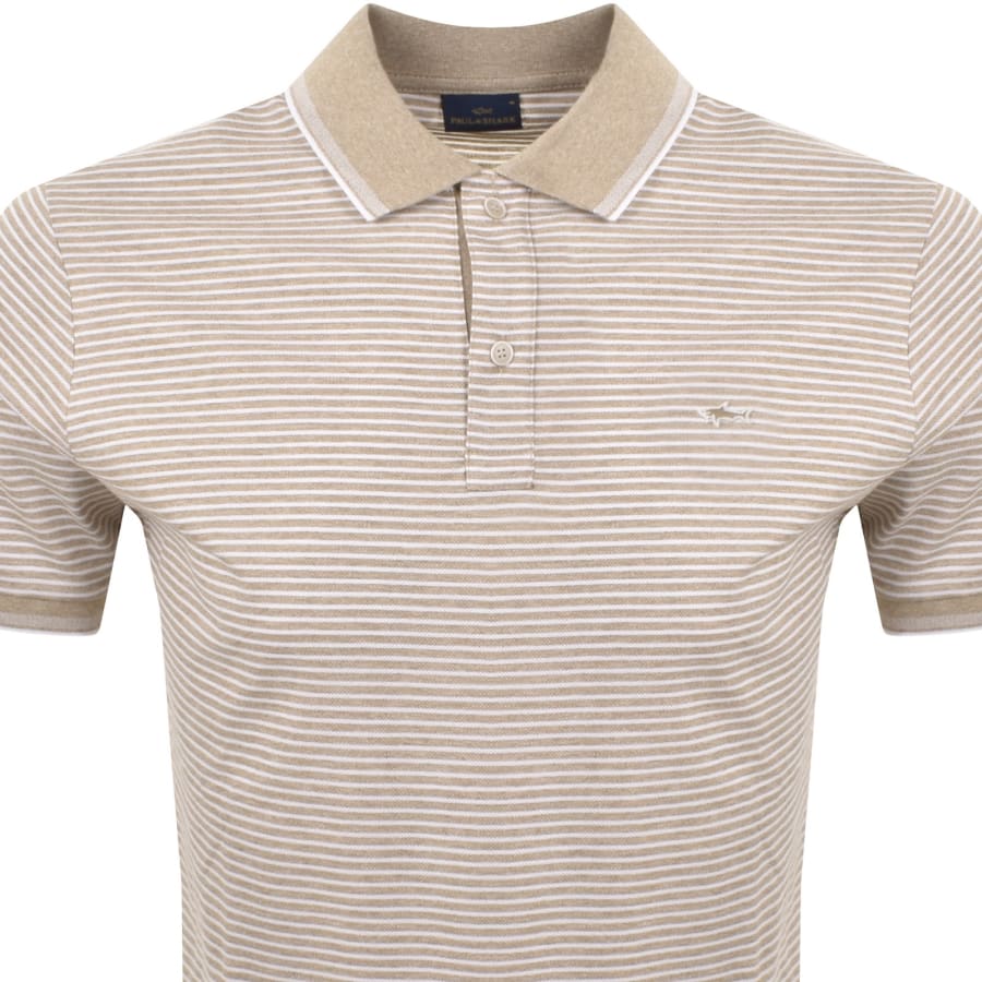 Image number 2 for Paul And Shark Jaspe Pique Striped Polo Beige
