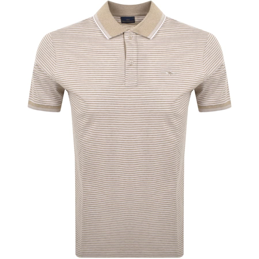 Image number 1 for Paul And Shark Jaspe Pique Striped Polo Beige