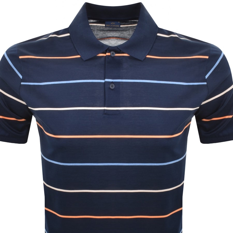 Image number 2 for Paul And Shark Cotton Striped Polo Navy