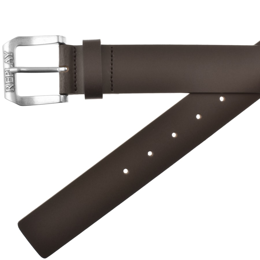 Image number 2 for Replay Logo Buckle Belt Brown