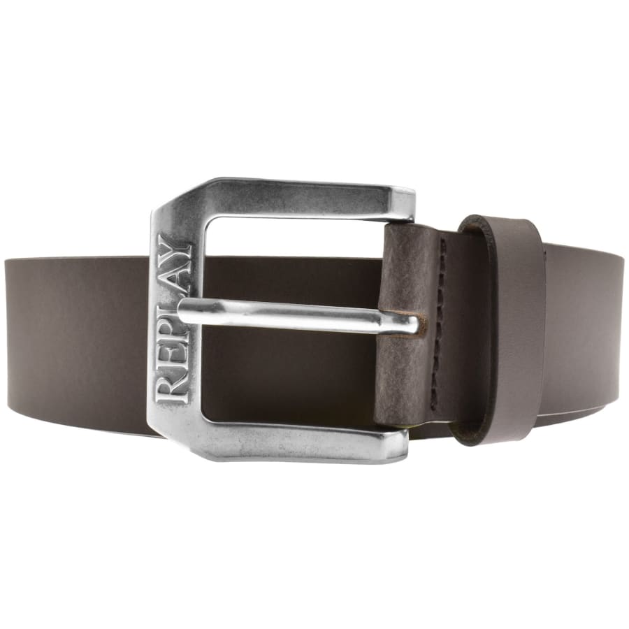 Image number 1 for Replay Logo Buckle Belt Brown