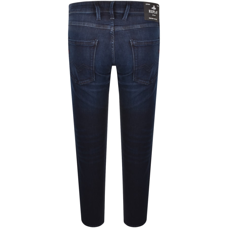 Image number 3 for Replay Anbass Slim Fit Dark Wash Jeans Blue