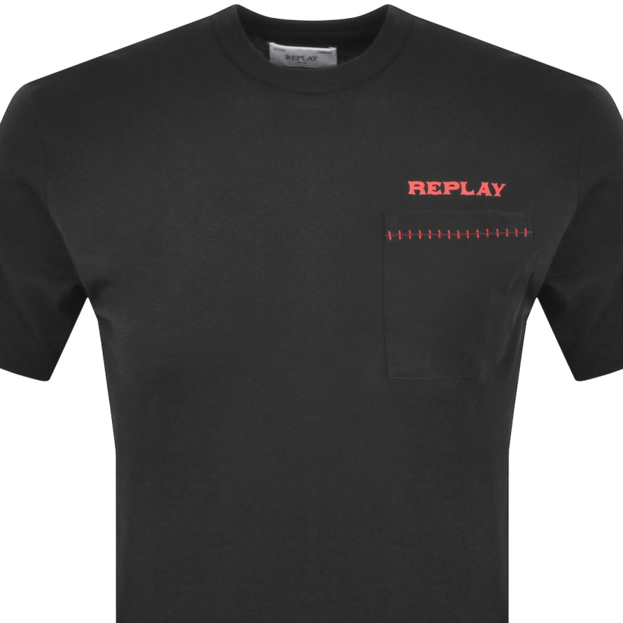 Image number 2 for Replay Pocket Logo T Shirt Black