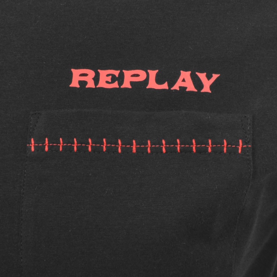 Image number 3 for Replay Pocket Logo T Shirt Black
