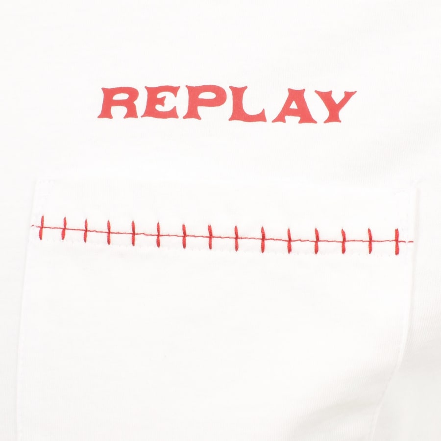 Image number 3 for Replay Pocket Logo T Shirt White