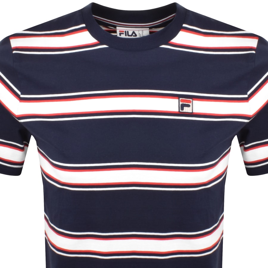 Image number 2 for Fila Vintage Yarn Dye Stripe Sanders T Shirt Navy