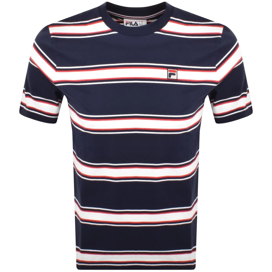 Image number 1 for Fila Vintage Yarn Dye Stripe Sanders T Shirt Navy