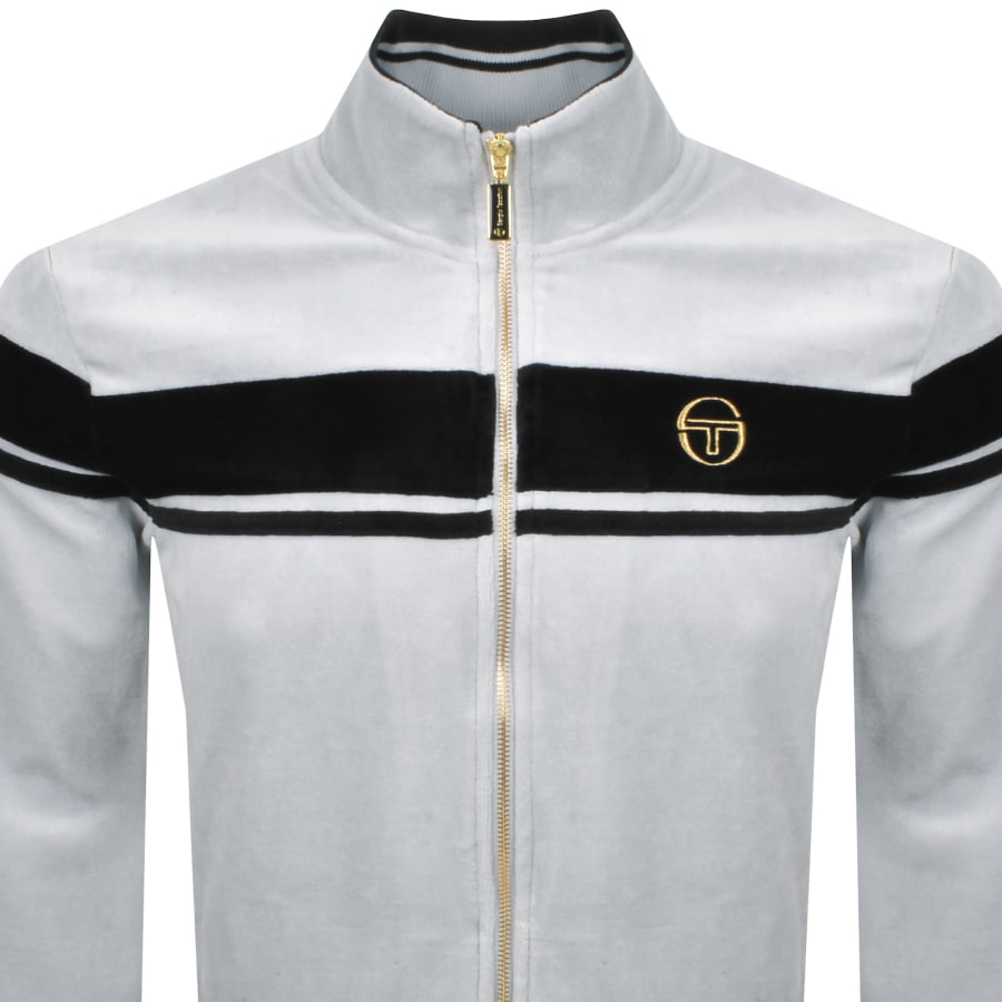 Image number 2 for Sergio Tacchini Damarindo Velour Track Top Grey