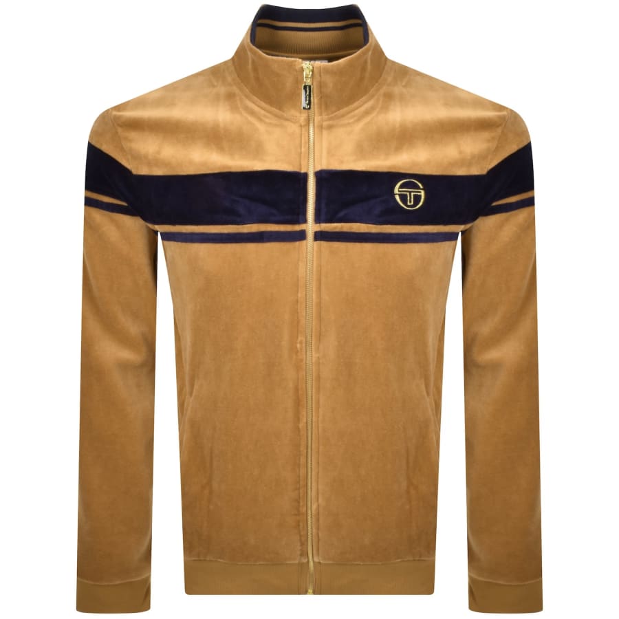 Image number 2 for Sergio Tacchini Damarindo Velour Tracksut Almond