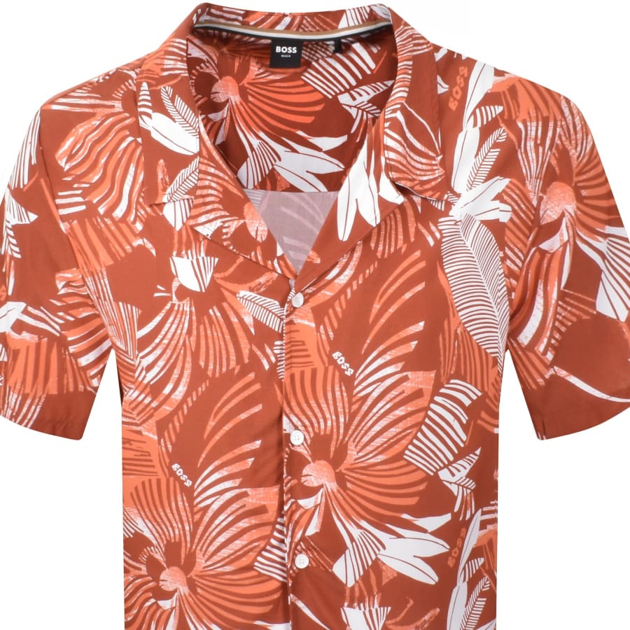 Image number 2 for BOSS Short Sleeve Beach Shirt Orange