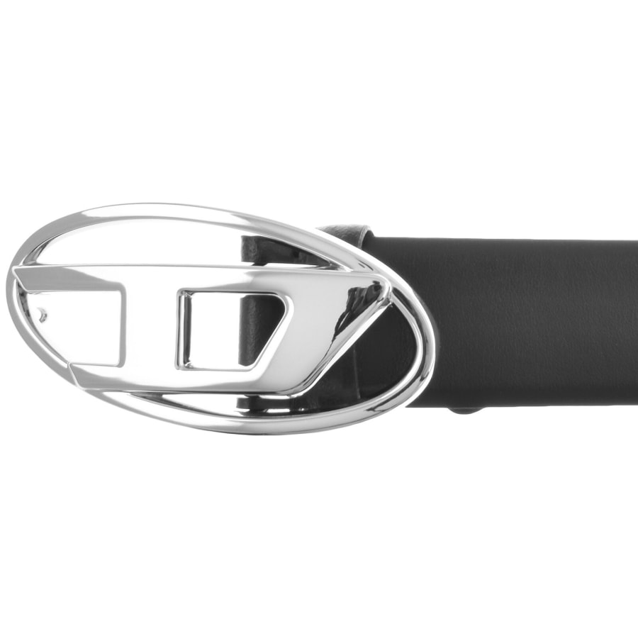 Image number 3 for Diesel Oval Logo Leather Belt Black