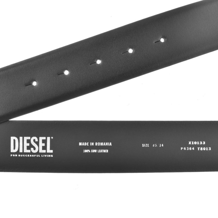 Image number 4 for Diesel Oval Logo Leather Belt Black