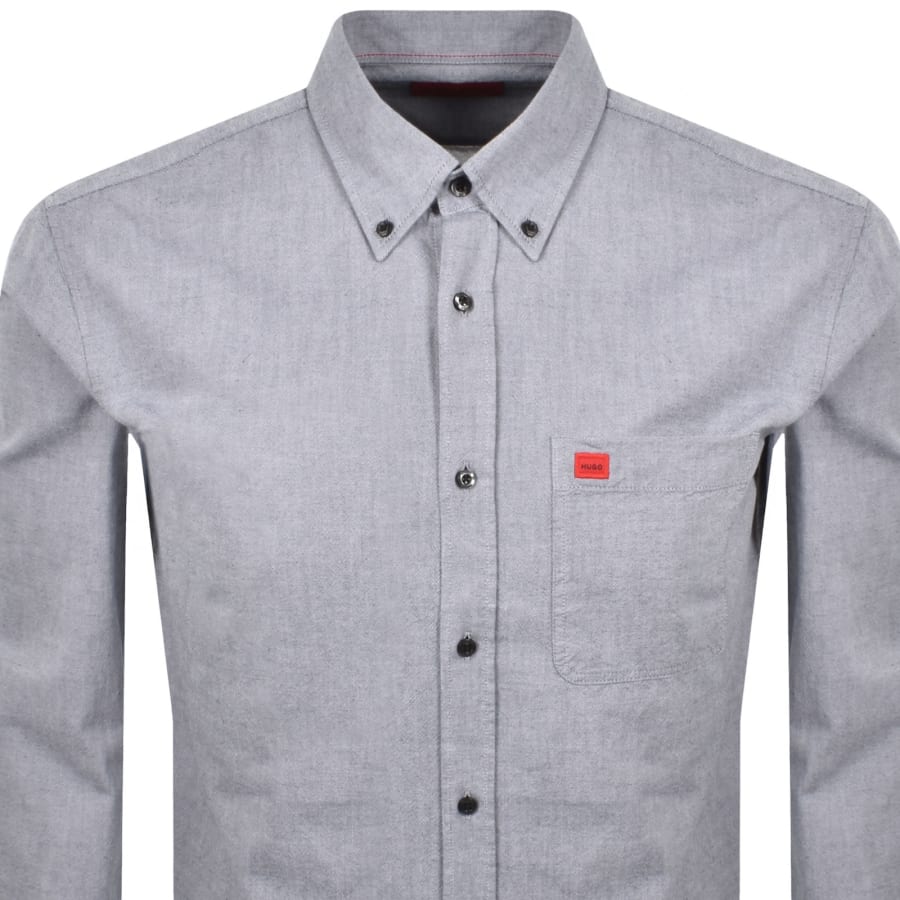 Image number 2 for HUGO Long Sleeved Evito Shirt Navy