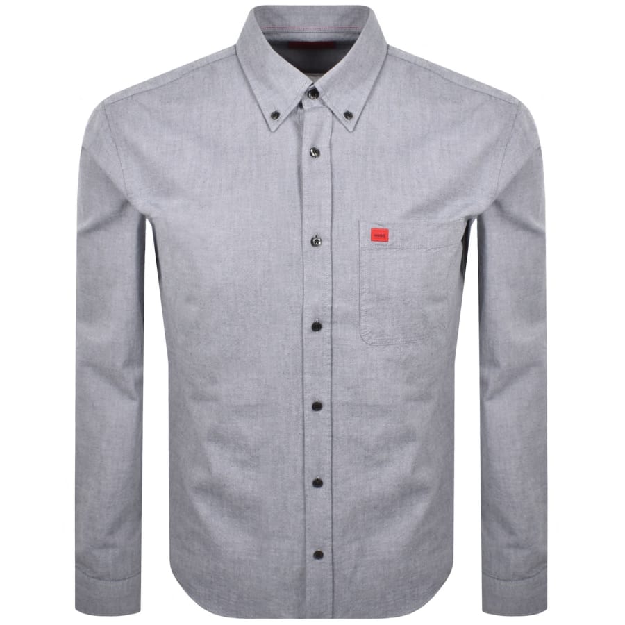 Image number 1 for HUGO Long Sleeved Evito Shirt Navy