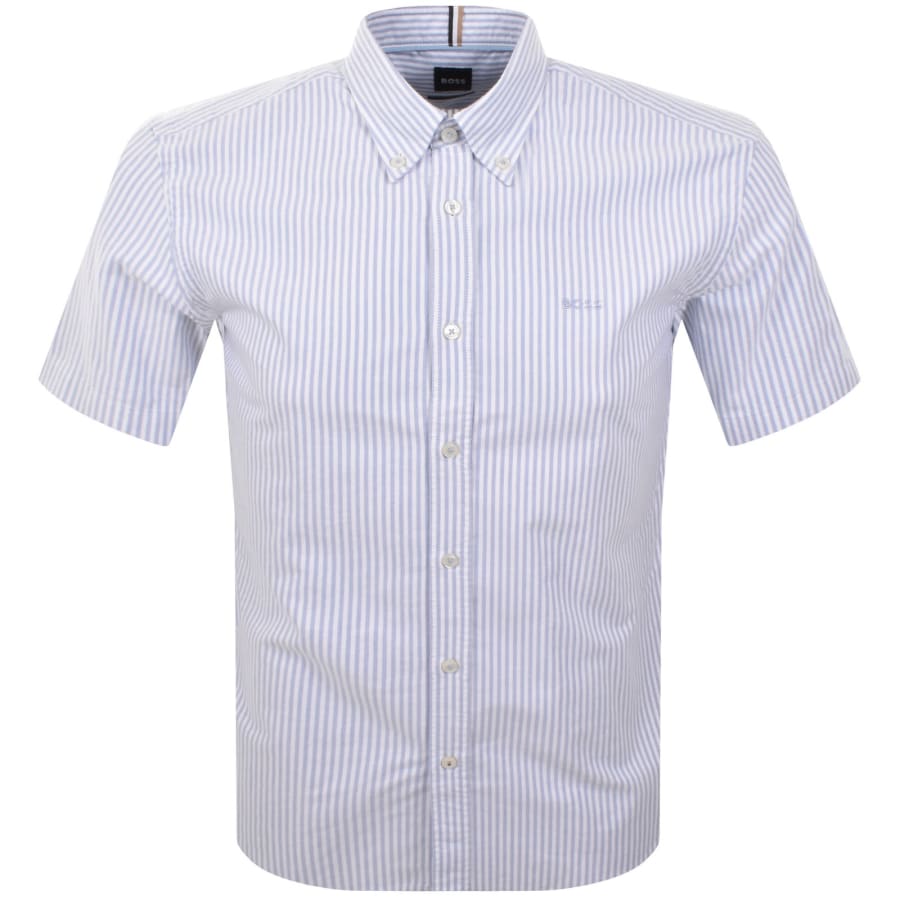 Image number 1 for BOSS Short Sleeve Roan Striped Shirt Blue