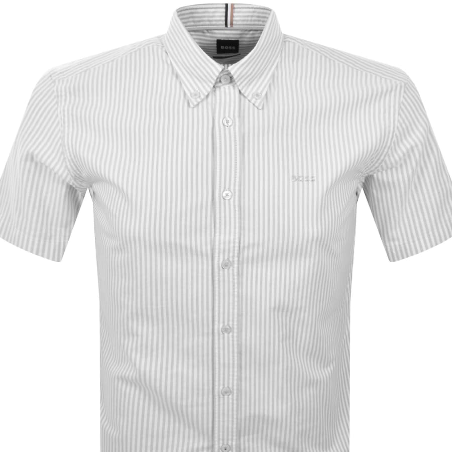Image number 2 for BOSS Short Sleeve Roan Striped Shirt Beige