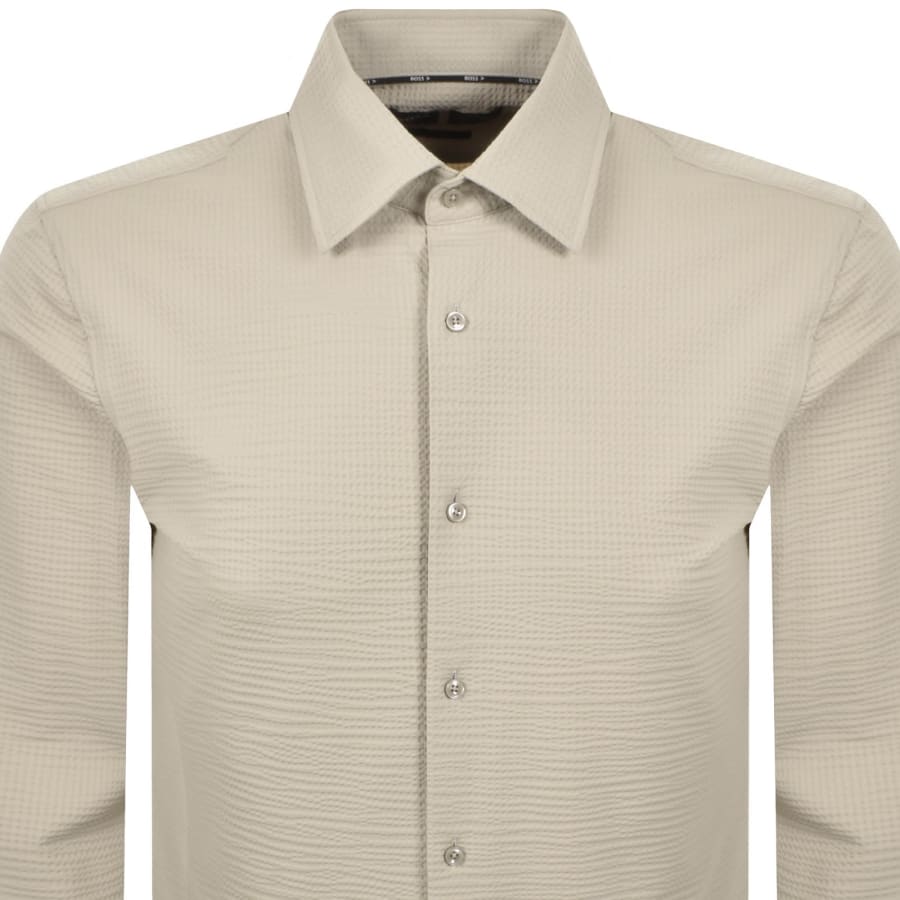 Image number 2 for BOSS Hank Seersucker Shirt Dark Beige