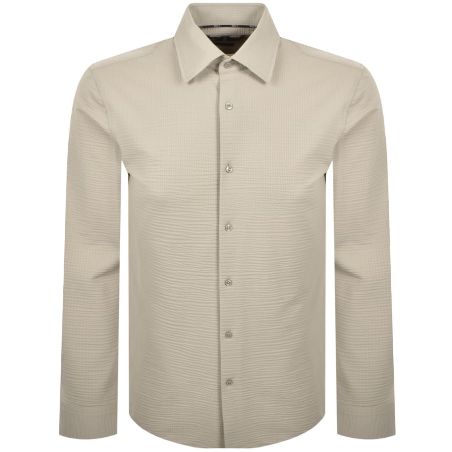 Image number 1 for BOSS Hank Seersucker Shirt Dark Beige
