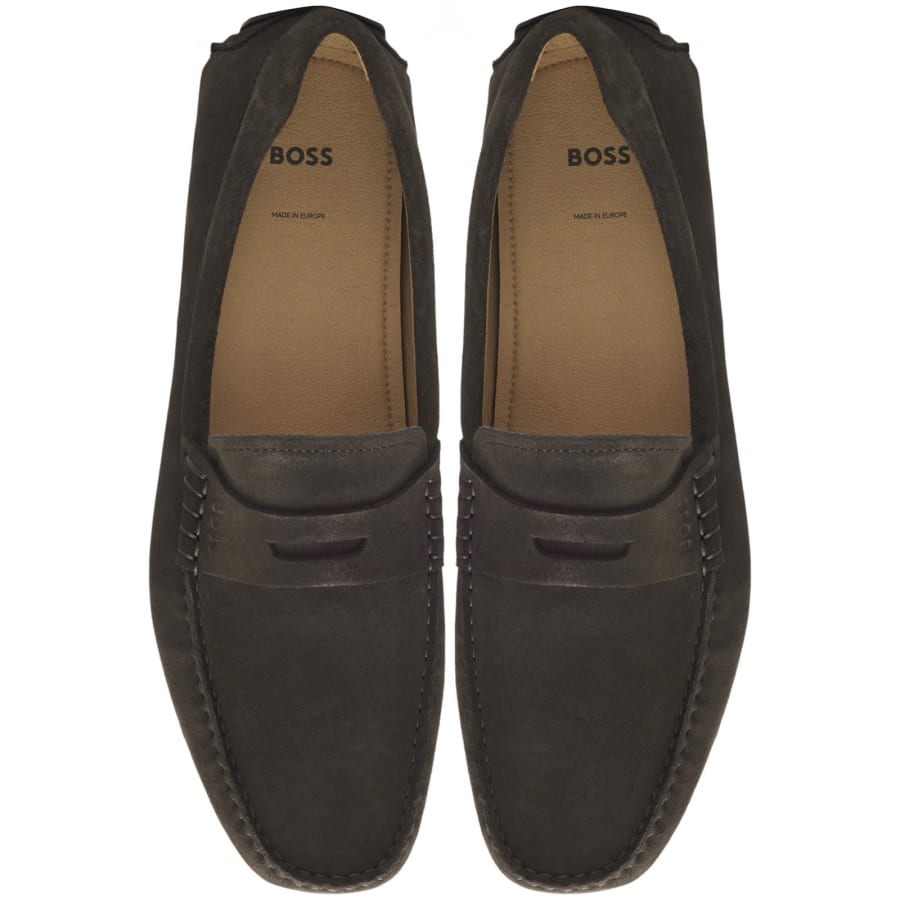 Image number 3 for BOSS Noel Moccasin Shoes Dark Brown