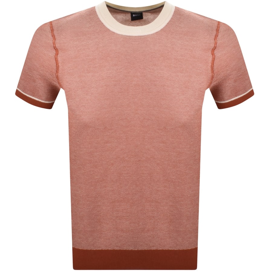 Image number 1 for BOSS H Jianluca Knit T Shirt Dark Orange