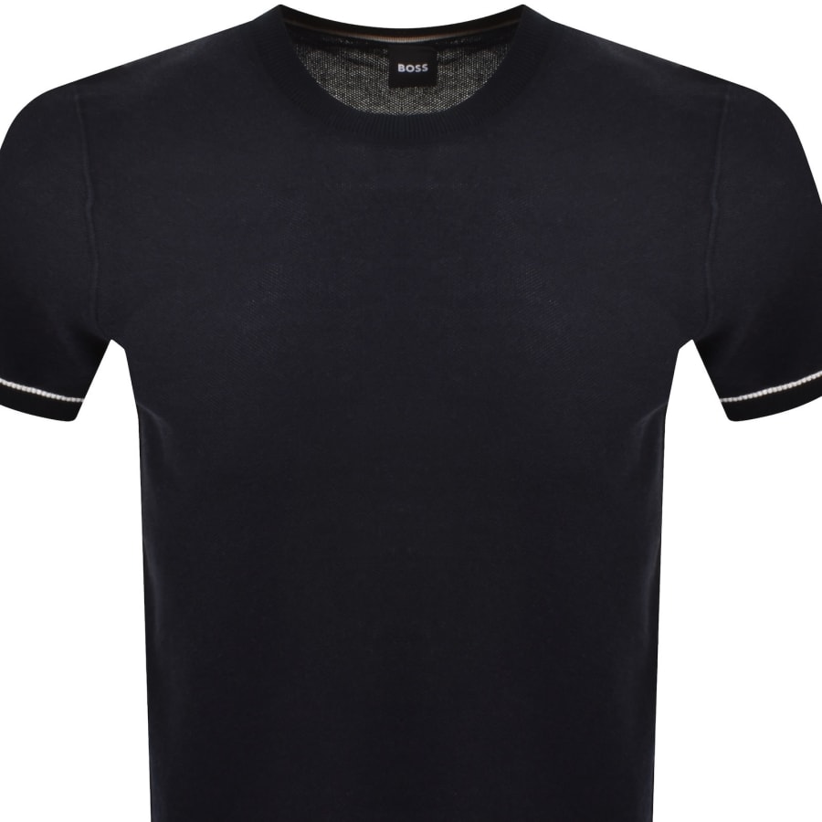 Image number 2 for BOSS H Jianluca Knit T Shirt Dark Blue