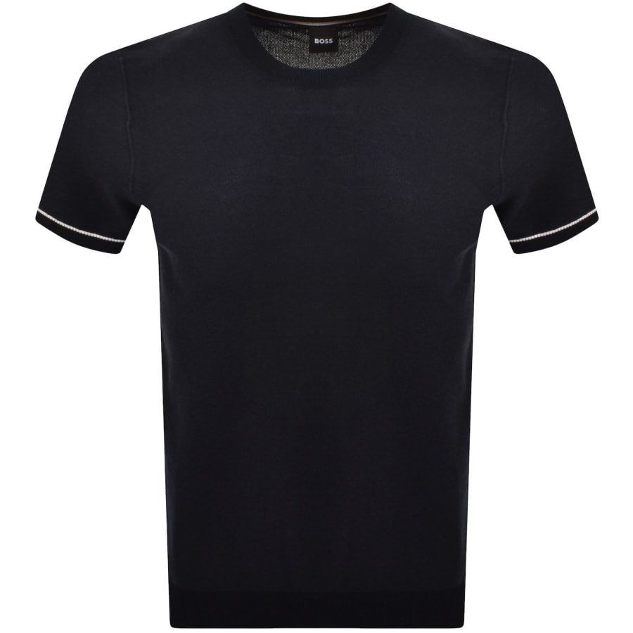 Image number 1 for BOSS H Jianluca Knit T Shirt Dark Blue