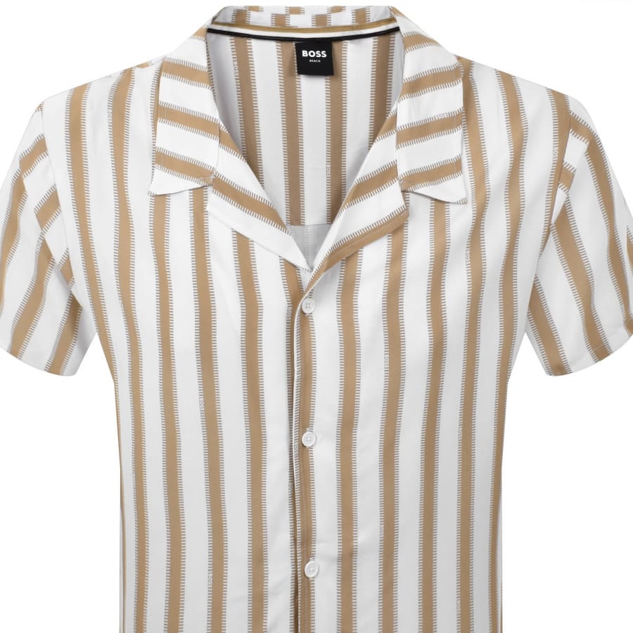 Image number 2 for BOSS Short Sleeve Beach Shirt Natural White