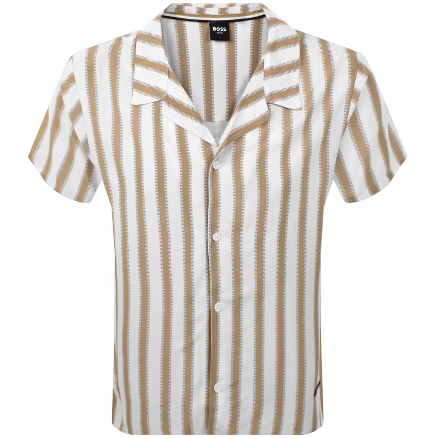 Image number 1 for BOSS Short Sleeve Beach Shirt Natural White